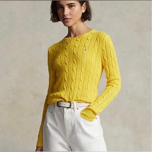 Ralph Lauren Yellow Cable Knit Crewneck Sweater M